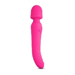 Wand Massager with Heating Function, 7 Functions EACH END, Silicone, Rechargeable, PINK